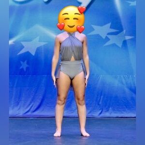 Reverence Gray Lyrical Dance Costume – Adult Small – Sheer Skirt – Made in USA